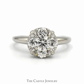 Hypoallergenic Adornment Layering Essential 1cttw 5 Round Diamond Cluster Ring in 14k White Gold