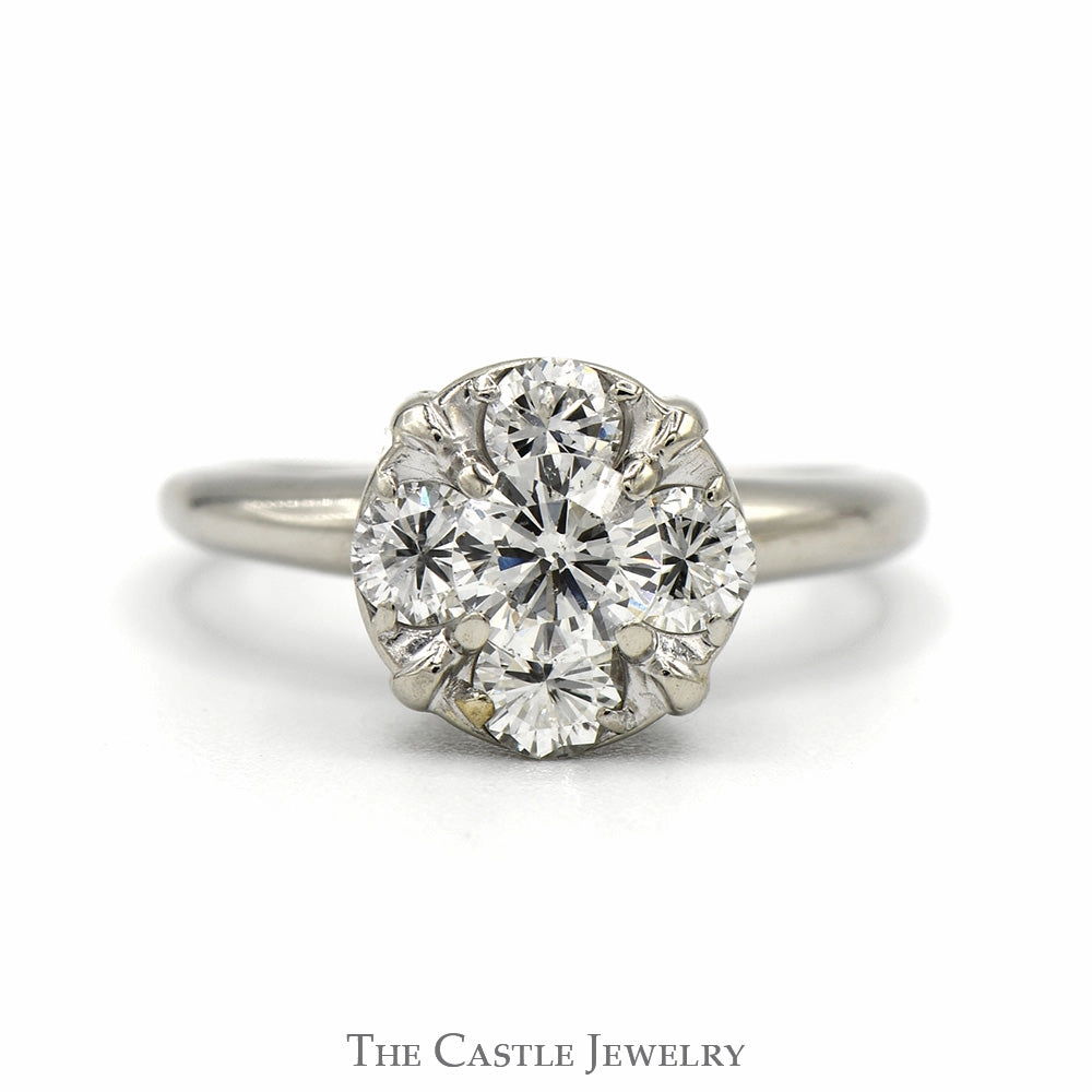 Hypoallergenic Adornment Layering Essential 1cttw 5 Round Diamond Cluster Ring in 14k White Gold