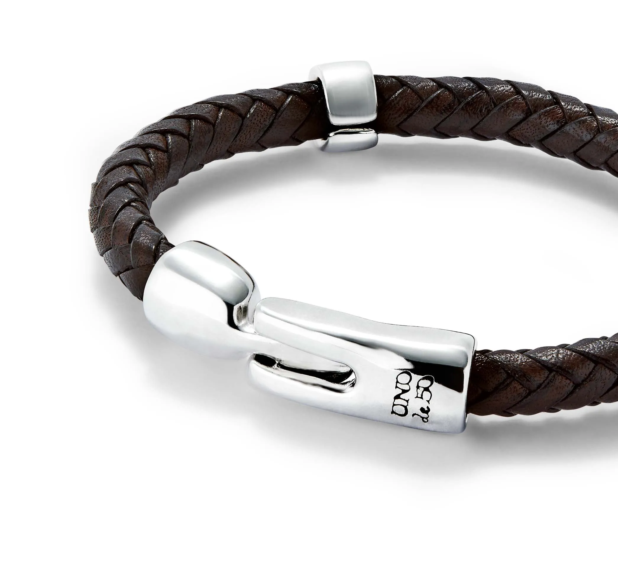 SER NATURAL BLACK BRAIDED WIDE LEATHER BRACELET
