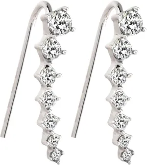 Seven Star Stud Earrings 7 Ear Cuffs Hoop Climber Sterling Cartilage Earrings With Cubic Zirconia Piercing Earring For Women Stealing Earring Studs