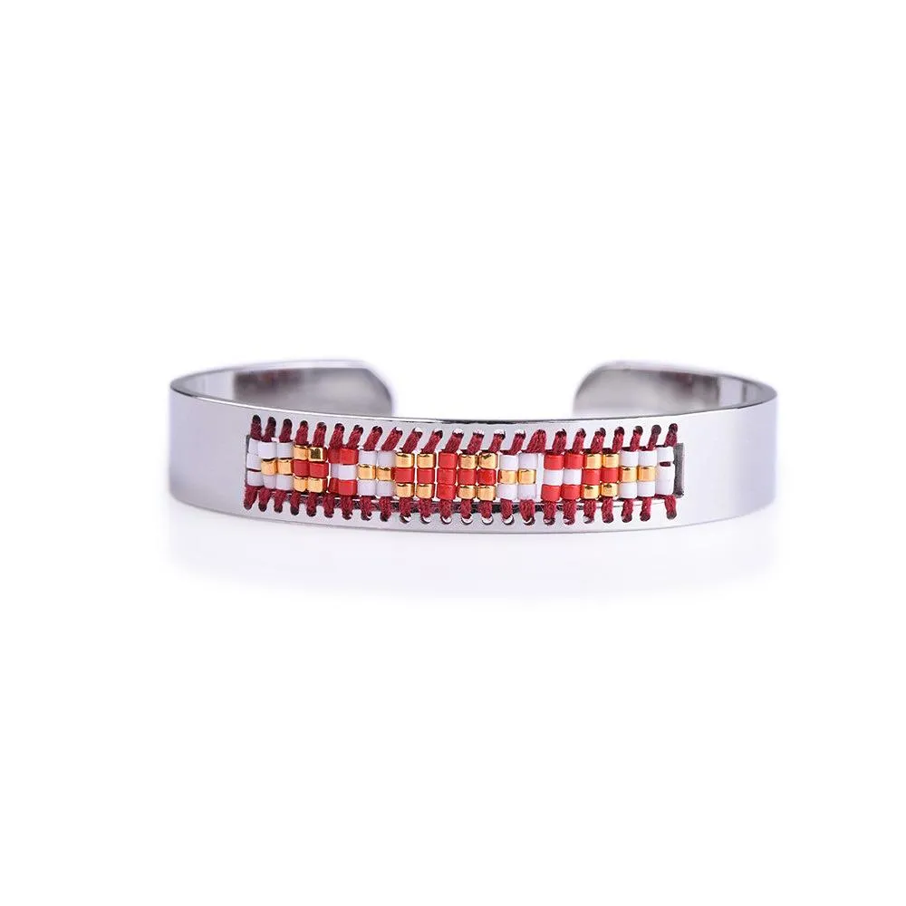 Shaman's Eye Diamond Red and Gold Seed Tribal Bead Bangle