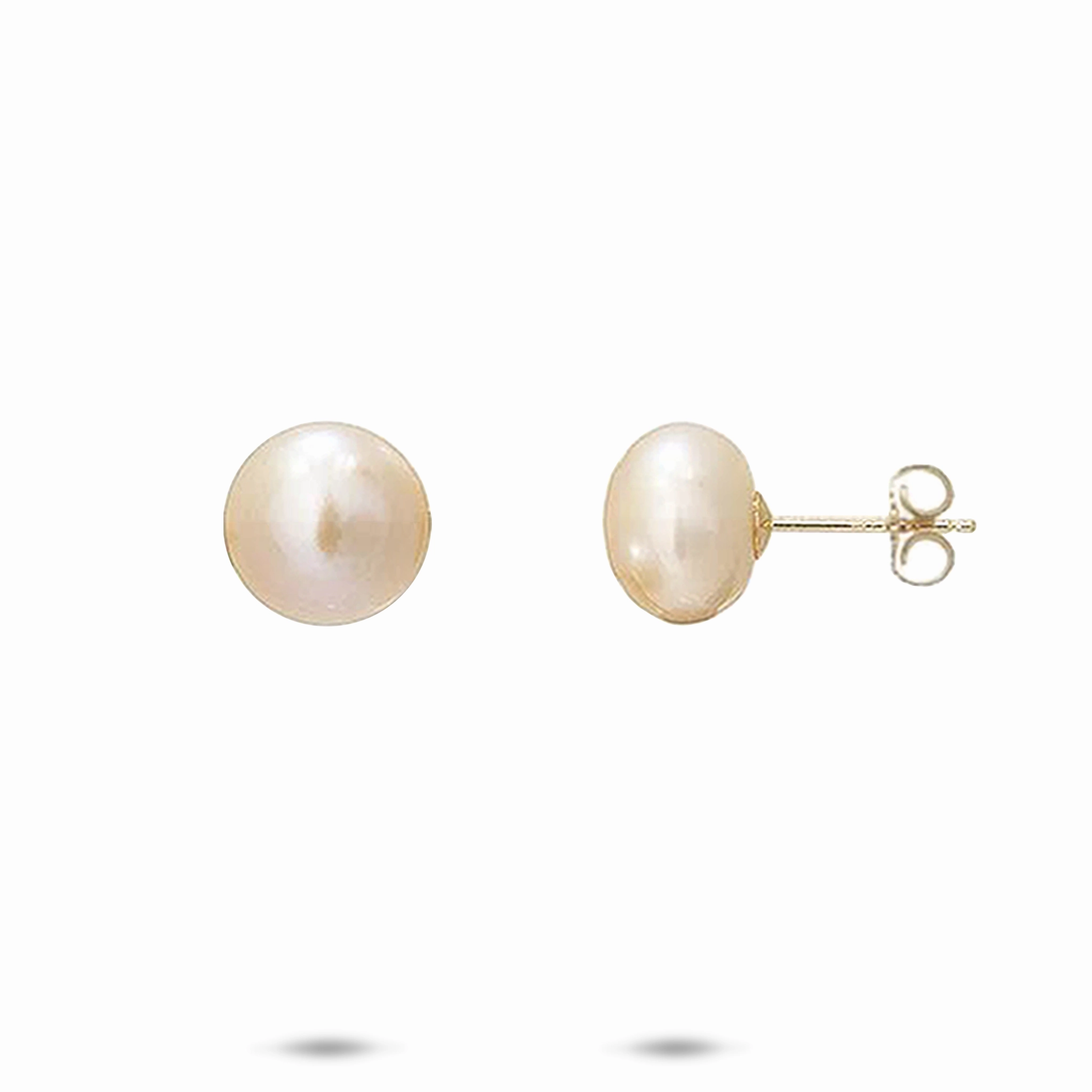 Freshwater Natural Color Pearl Earrings in Gold - 9-10mm Night Appeal Effortless Glam