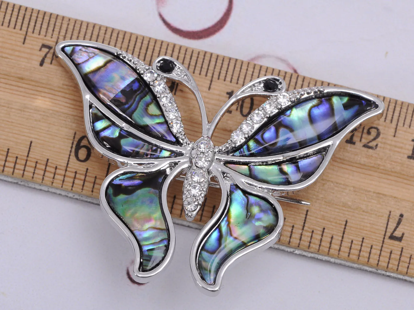 Shine Abalone Colored Enamel Butterfly Insect Brooch Pin