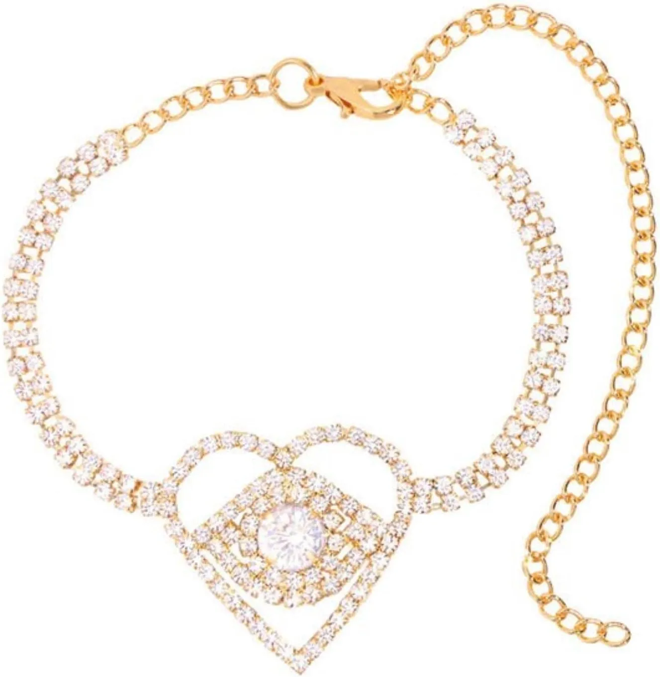 Shiny Crystal Tennis Anklet for Women Gold Silver Color Rhinestone Evil Eyes Foot Bracelets Bangles Female Wedding Prom Jewelry