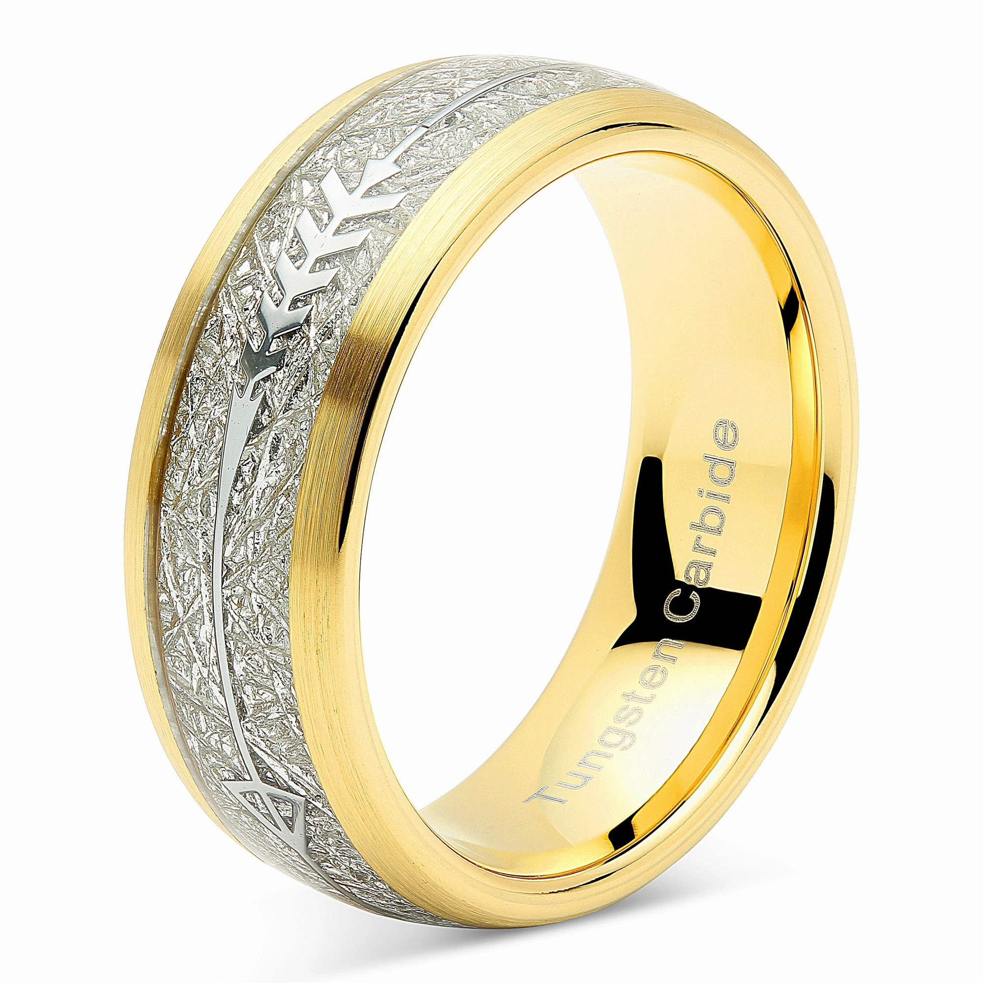 Budget Expression Flexible Design 100S JEWELRY Tungsten Rings for Men Women Wedding Band Gold Arrow Imitated Meteorite Sizes 8-16