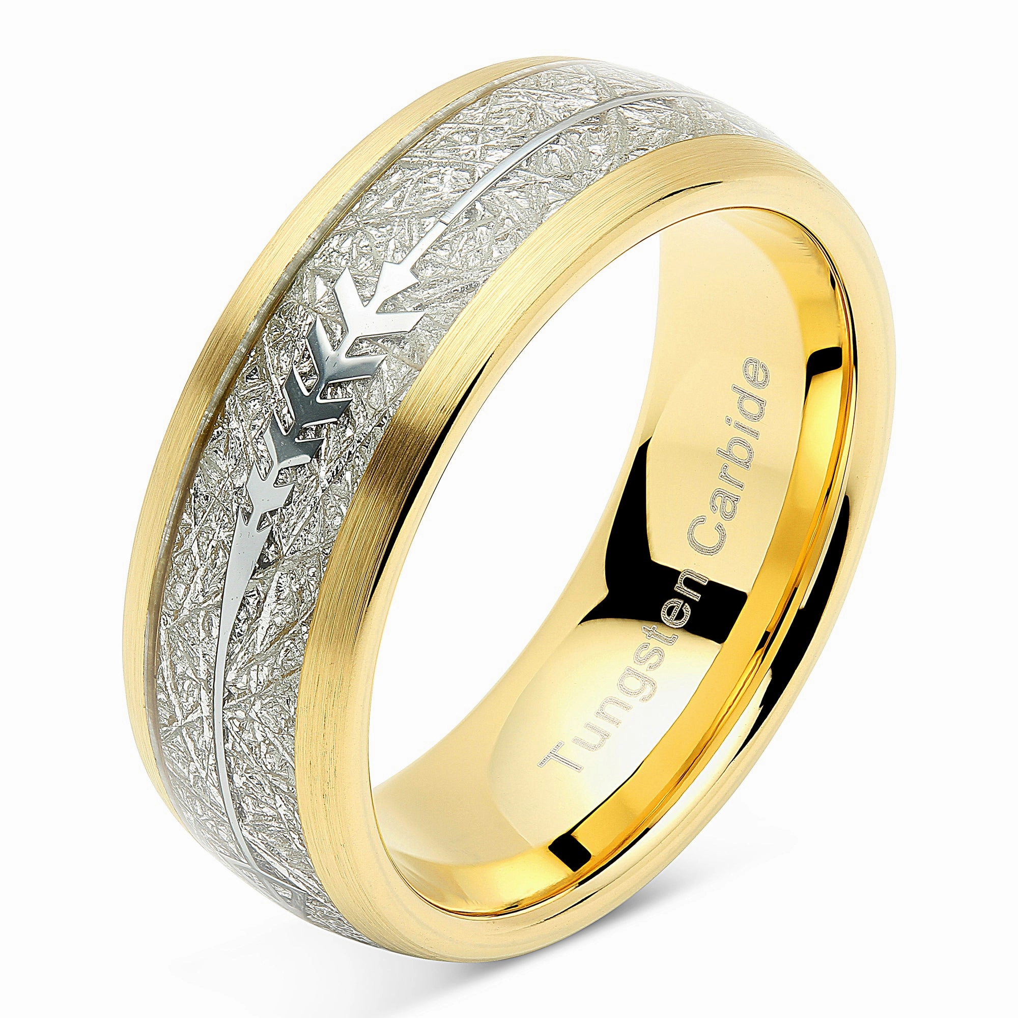 Boyfriend Gift Synthetic Make 100S JEWELRY Tungsten Rings for Men Women Wedding Band Gold Arrow Imitated Meteorite Sizes 8-16