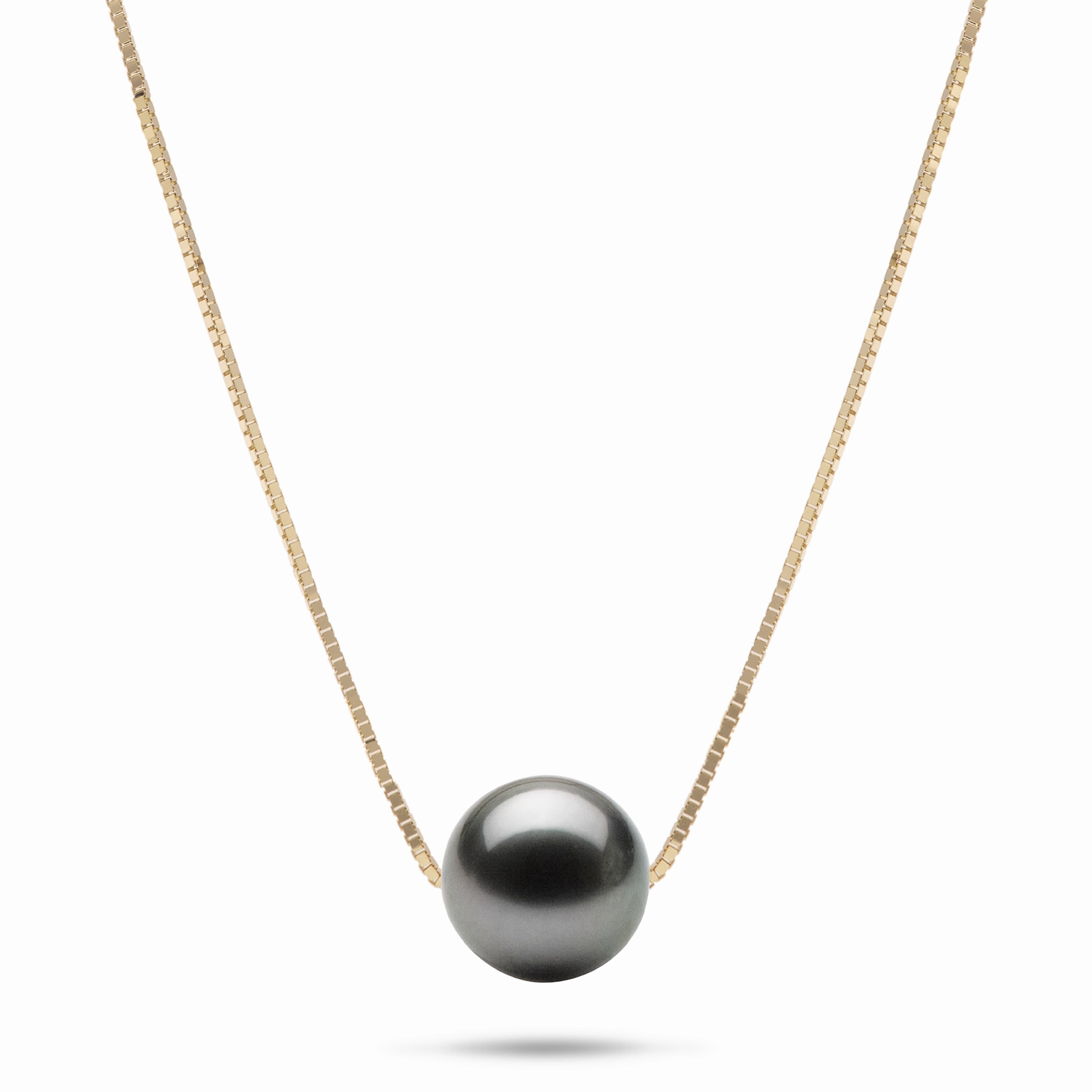 16-18" Adjustable Tahitian Black Pearl Necklace in Gold - 9-10mm Fashion Moment Neutral Tone