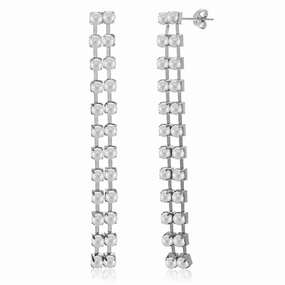 Aubrey Lee Simulated Pearl Double Row Drop Dangle Earrings Daily Adornment Vintage Aesthetic