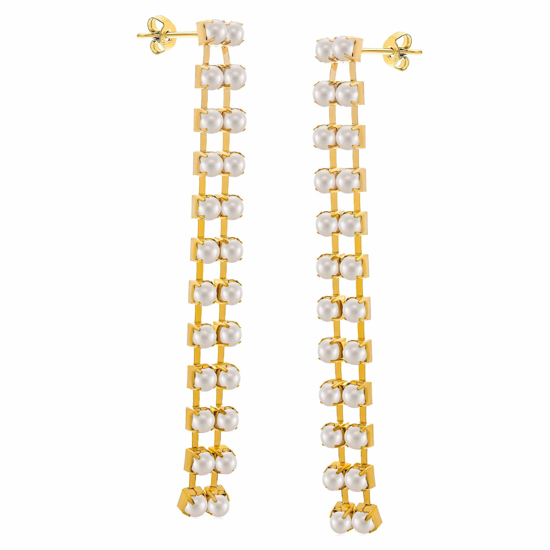 Round Item Comfortable Essential Aubrey Lee Simulated Pearl Double Row Drop Dangle Earrings