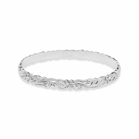 Stylish Look Luxury Form Hawaiian Heirloom Plumeria Bracelet in Sterling Silver - 6mm