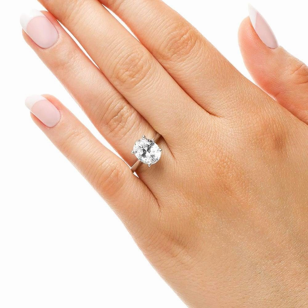 Low Profile Camila Oval Lab Grown Diamond Cathedral Hidden Halo Engagement Ring