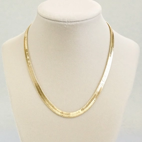 Vintage Accessory Shiny Herringbone chain necklace Gold Silver