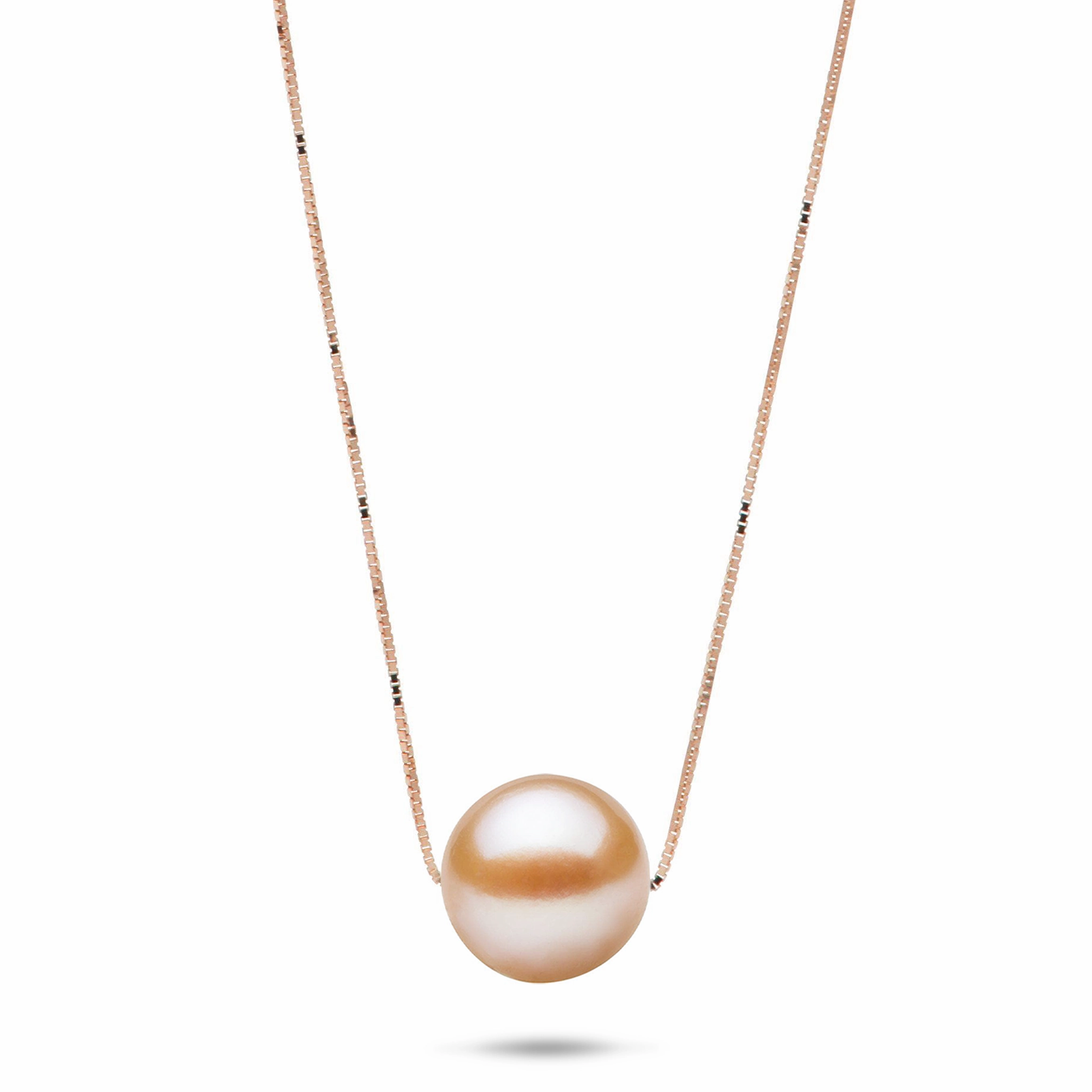 16-18" Adjustable Peach Freshwater Pearl Necklace in Rose Gold - 9-10mm Refined Element