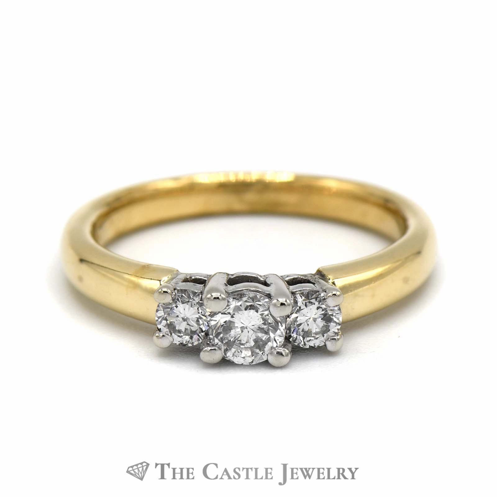Unique Insignia 1/2cttw Three Stone Diamond Engagement Ring in 14k Yellow Gold