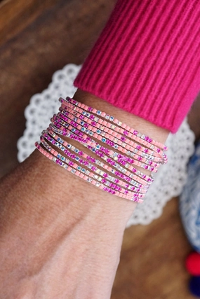Stretchy Bracelets Stack with Rhinestones in Pinks Forever Chic Sudden Sensation