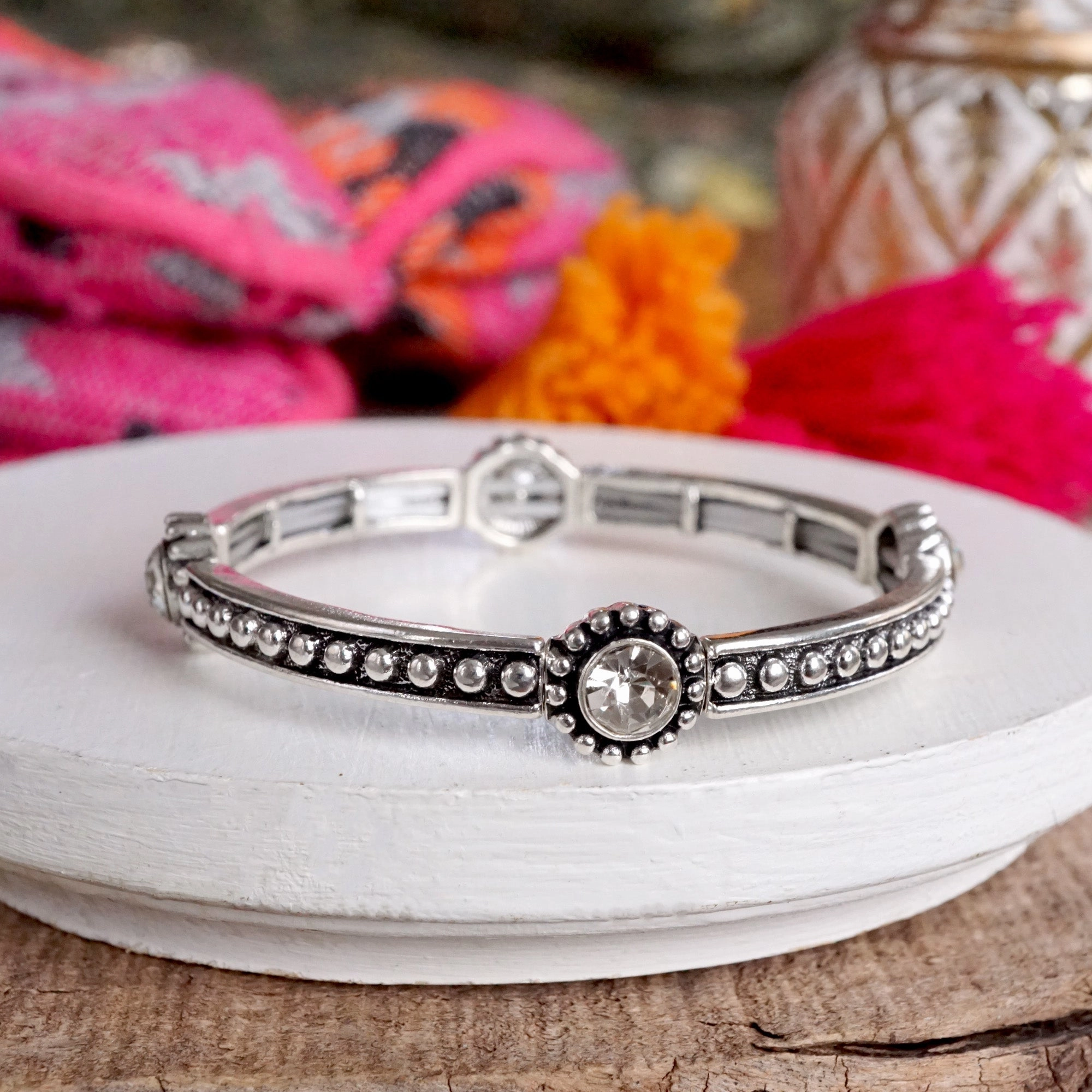 Accurately Priced Western Vibes Timeless Layering Stretchy Bangles ?C Silver Tone & Crystals