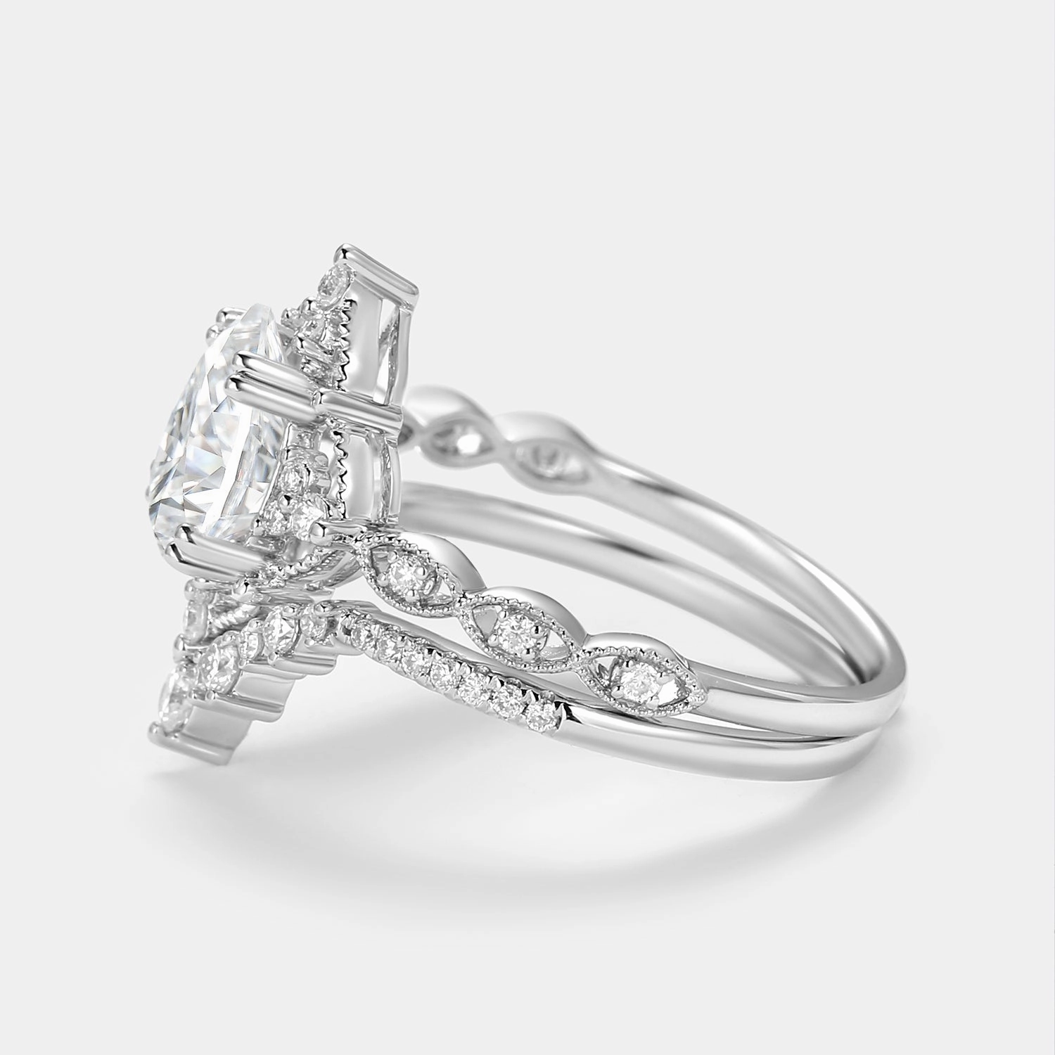 Timeless Pieces Signature Vintage - Pear Cut Vintage Ring Set 2pcs - Charlotte