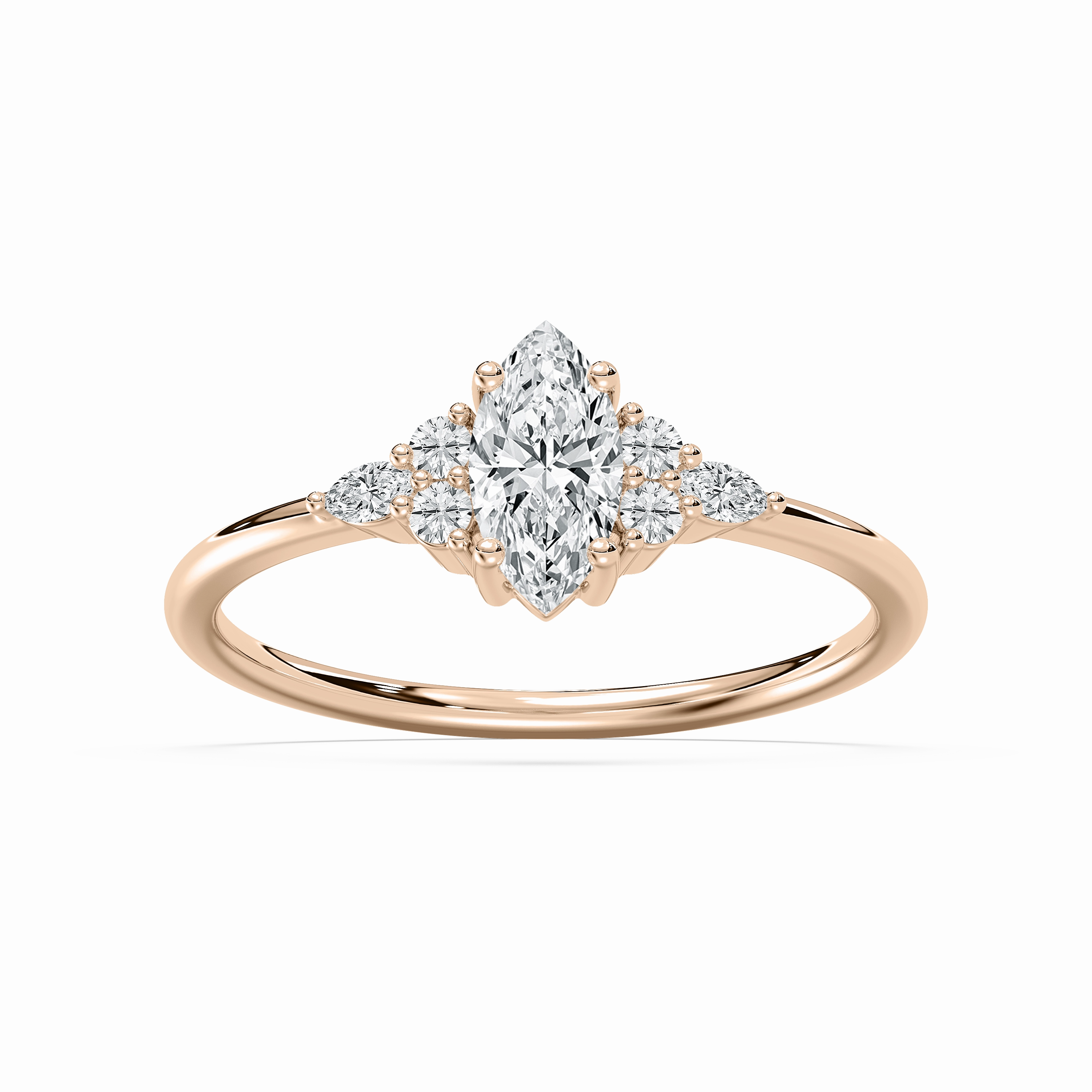 Signe 5/8 ctw Marquise Lab Grown Diamond Petite Side Stone Engagement Ring Fantastic Accessory