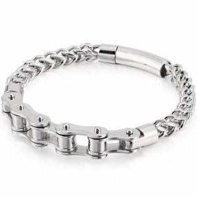 Cycolinks Stainless Steel Cast Metal Bike Chain Bracelet Nature Inspired Bonding Accent