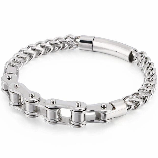Cycolinks Stainless Steel Cast Metal Bike Chain Bracelet Nature Inspired Bonding Accent