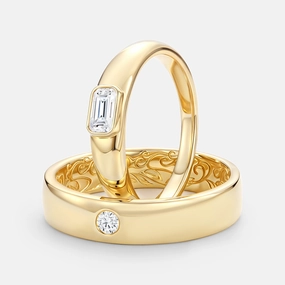 Classic Moissanite Engraved Couple Ring Set 2pcs - Milo Charming Piece