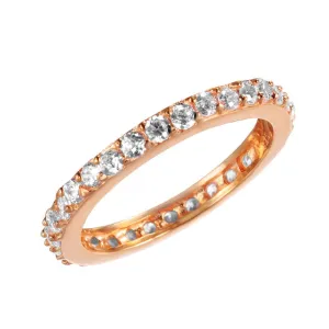 Silver 925 Rose Gold Plated Clear CZ Stackable Eternity Ring - STR00119RGP