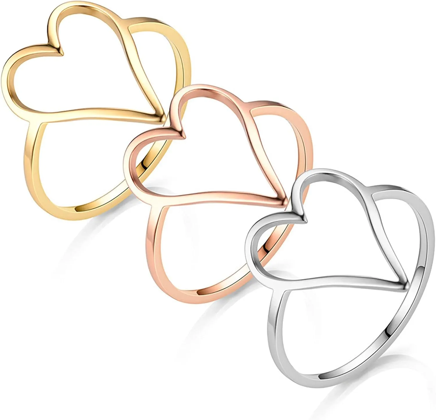 Silver 925 Simple Minimalist Heart Finger Rings for Women Wedding Engagement Statement Jewelry Gold Promise Ring