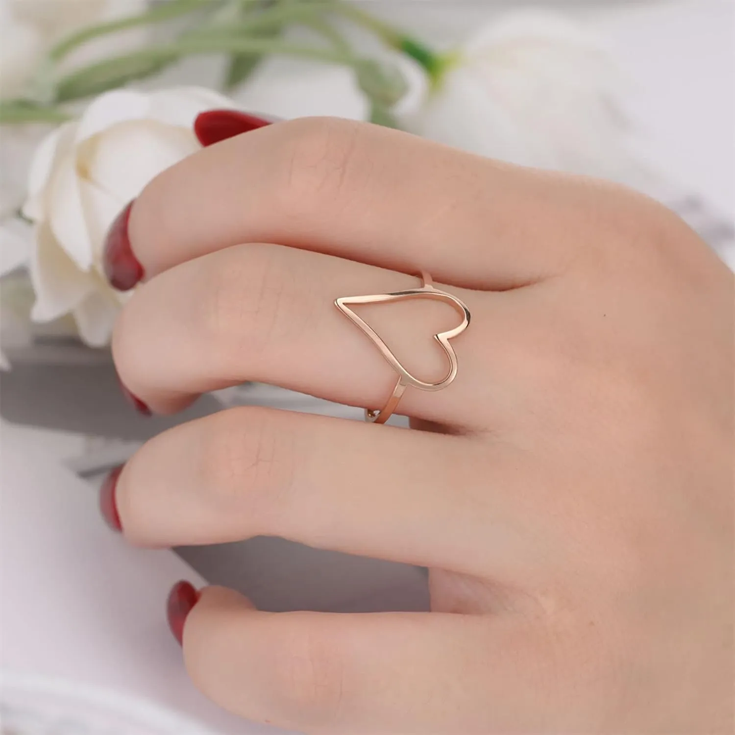 Silver 925 Simple Minimalist Heart Finger Rings for Women Wedding Engagement Statement Jewelry Gold Promise Ring