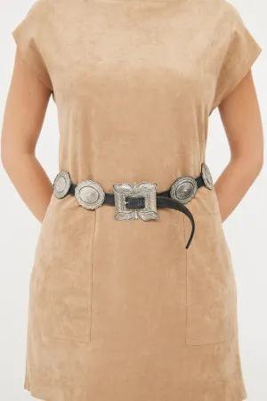 Silver & Black Concho Western Belt