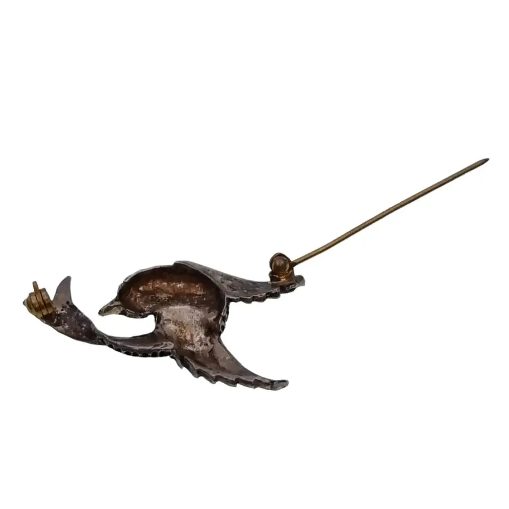Silver bird brooch, silver pin, bird brooch, vintage gifts.