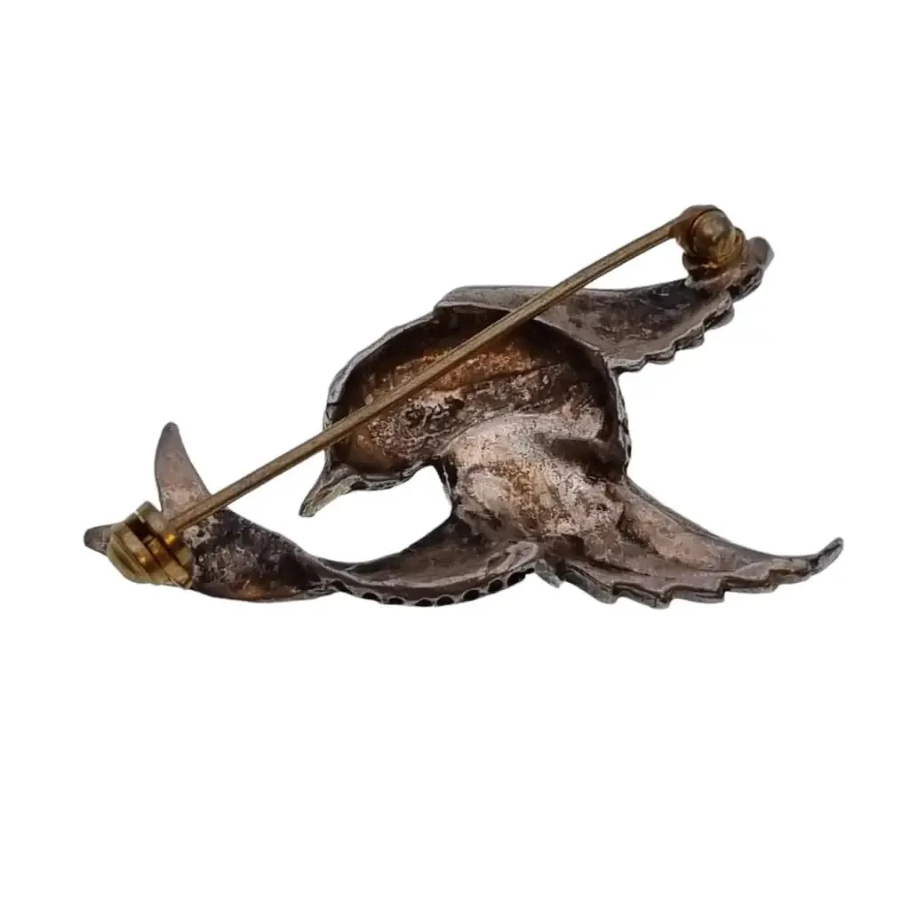 Silver bird brooch, silver pin, bird brooch, vintage gifts.