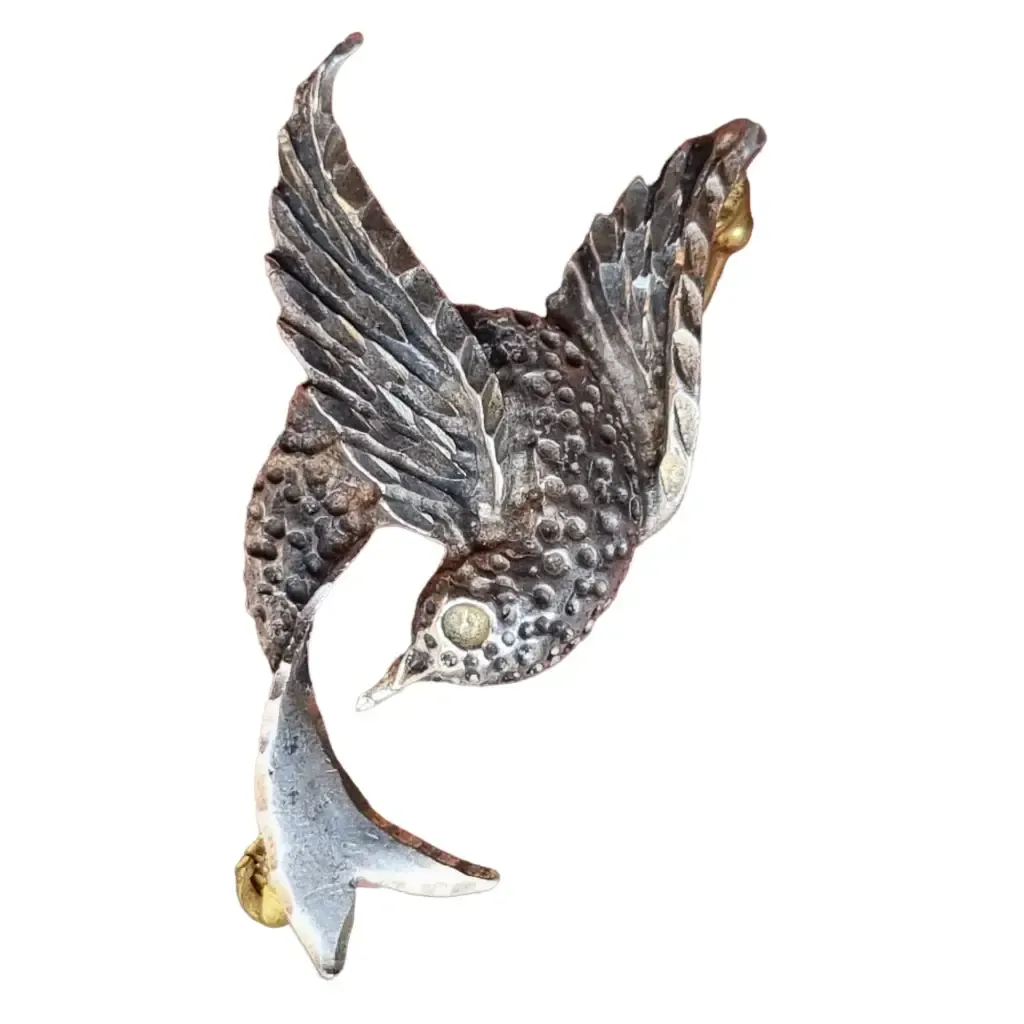 Silver bird brooch, silver pin, bird brooch, vintage gifts.