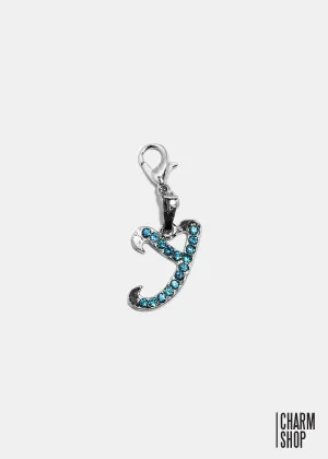 Silver Blue Initial Y Dangle Charm