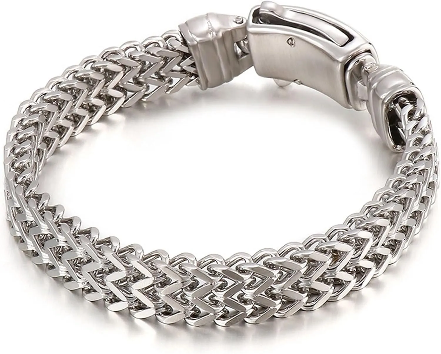 Silver Bracelet Men,Men Bracelets Stainless Steel 11MM Wheat Chain Men's Bracelets Bangles 8.7 Inch