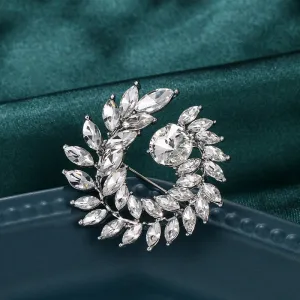 Silver Brooch Rhinestone Crystal BR-021