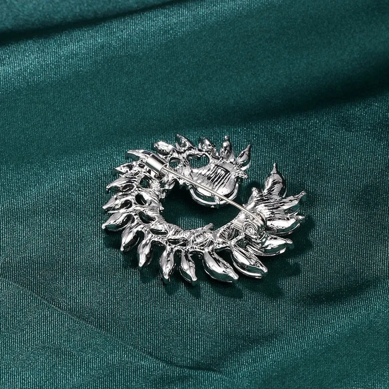 Silver Brooch Rhinestone Crystal BR-021