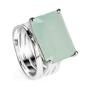 Silver Cocktail Ring Aqua Chalcedony Pietra
