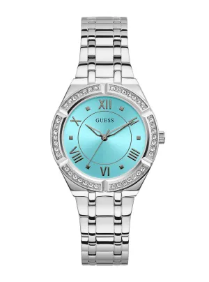Silver Cosmo Aqua Crystal Watch