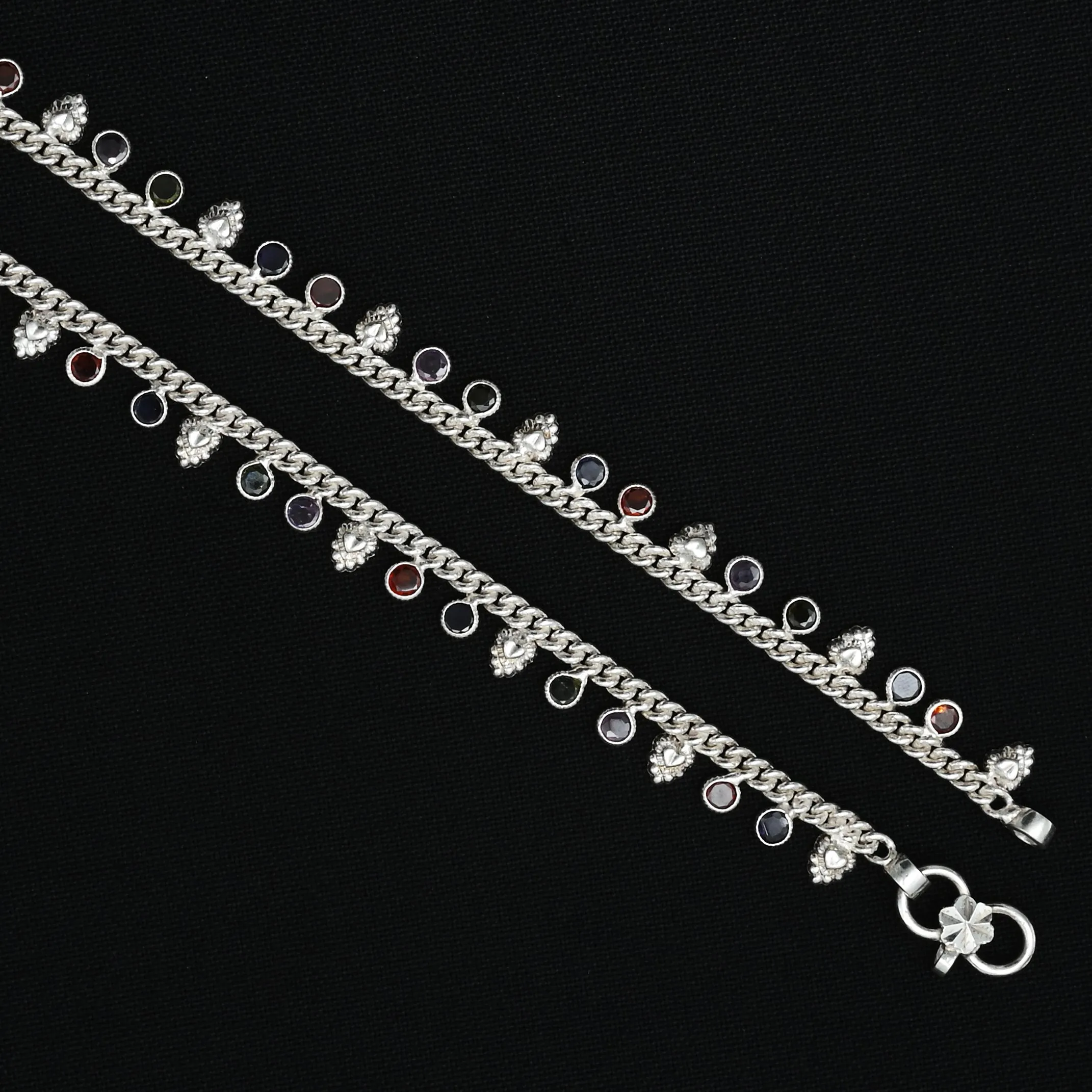 Silver Craze Of Colourful Beads Anklet