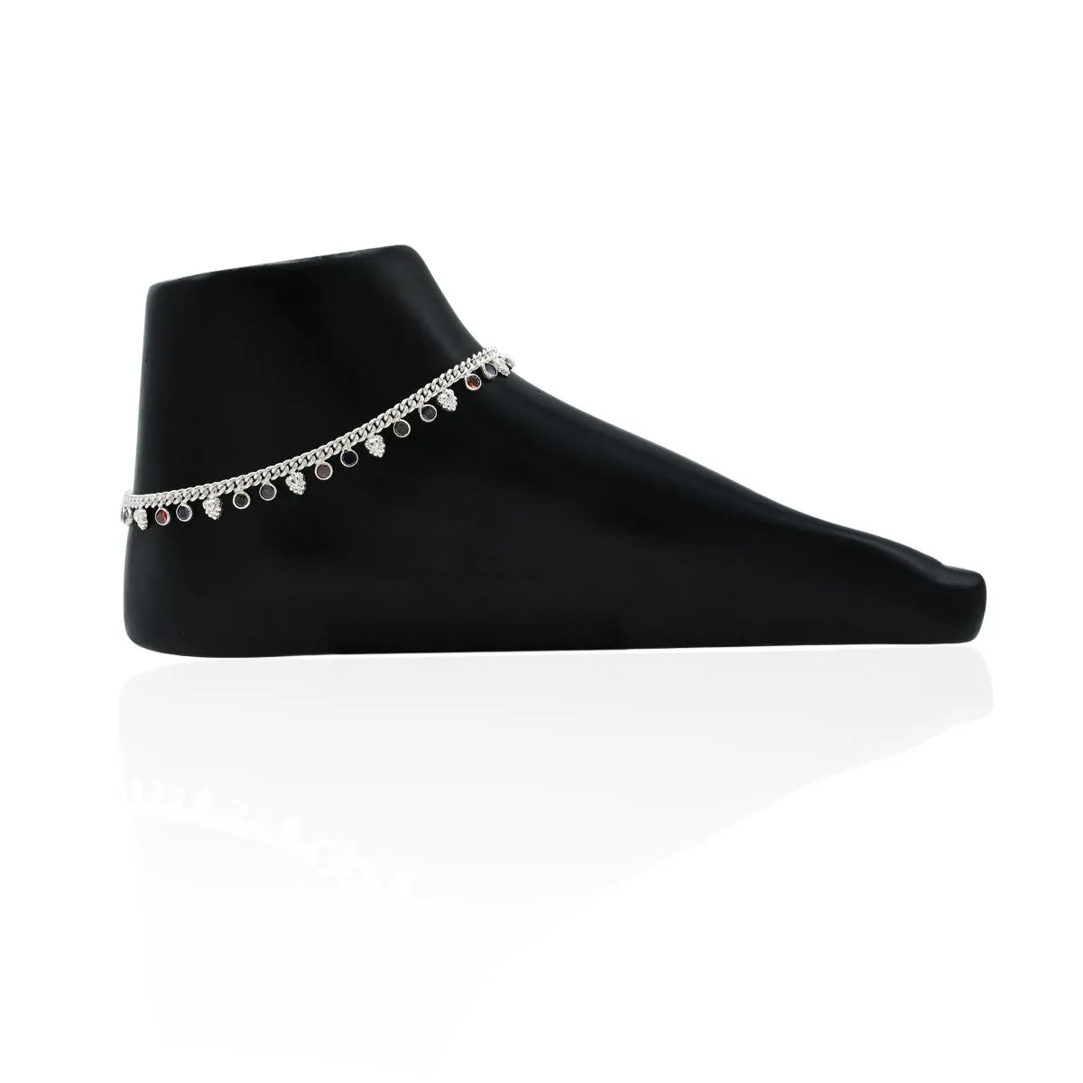 Silver Craze Of Colourful Beads Anklet