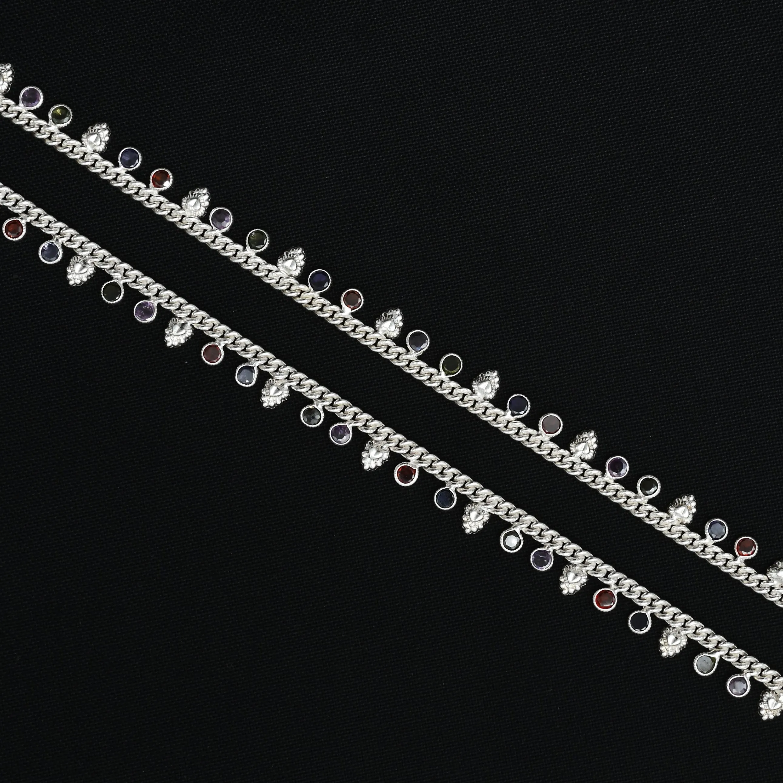Silver Craze Of Colourful Beads Anklet