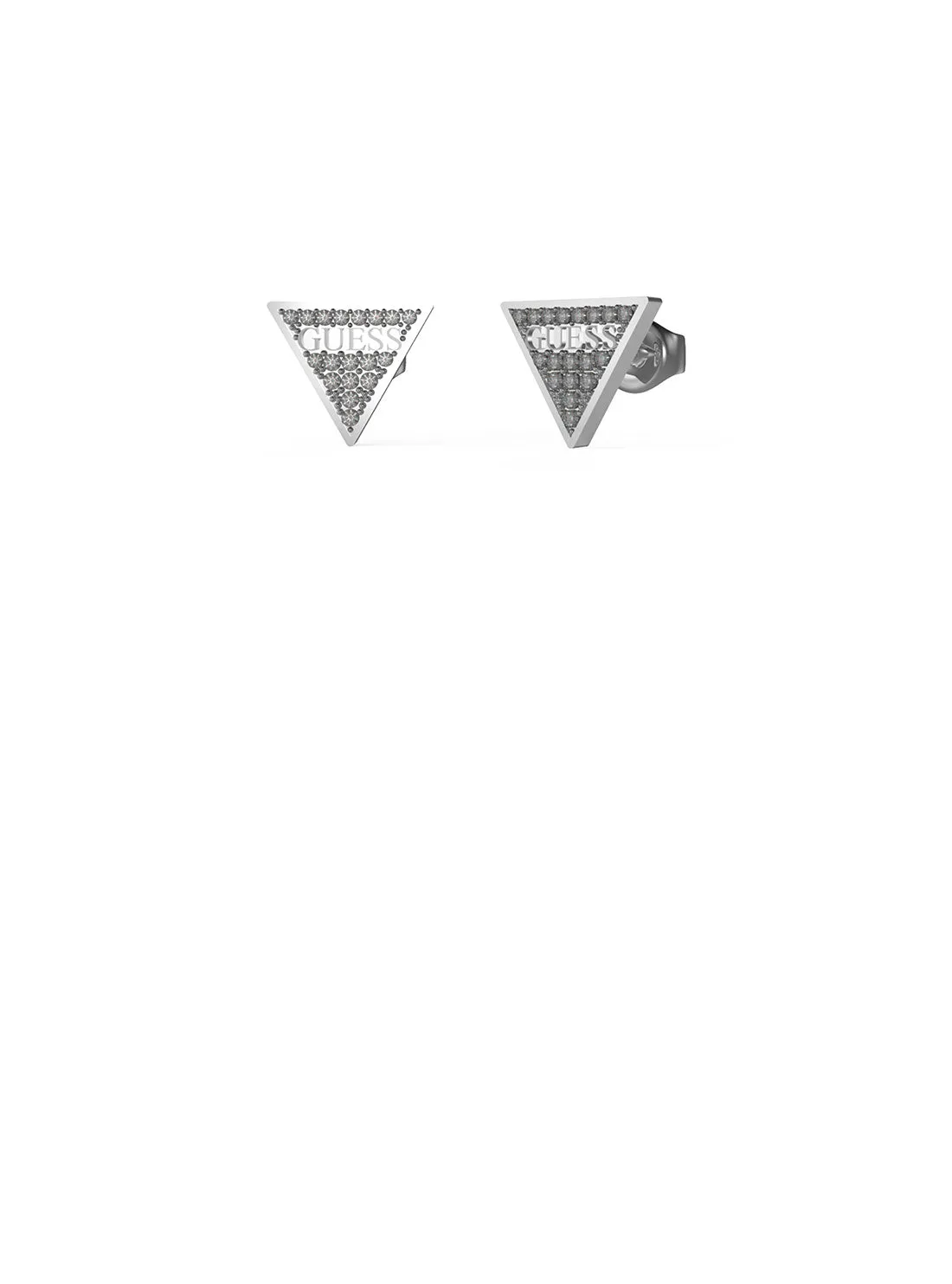 Silver Crystal Triangle Logo Stud Earrings