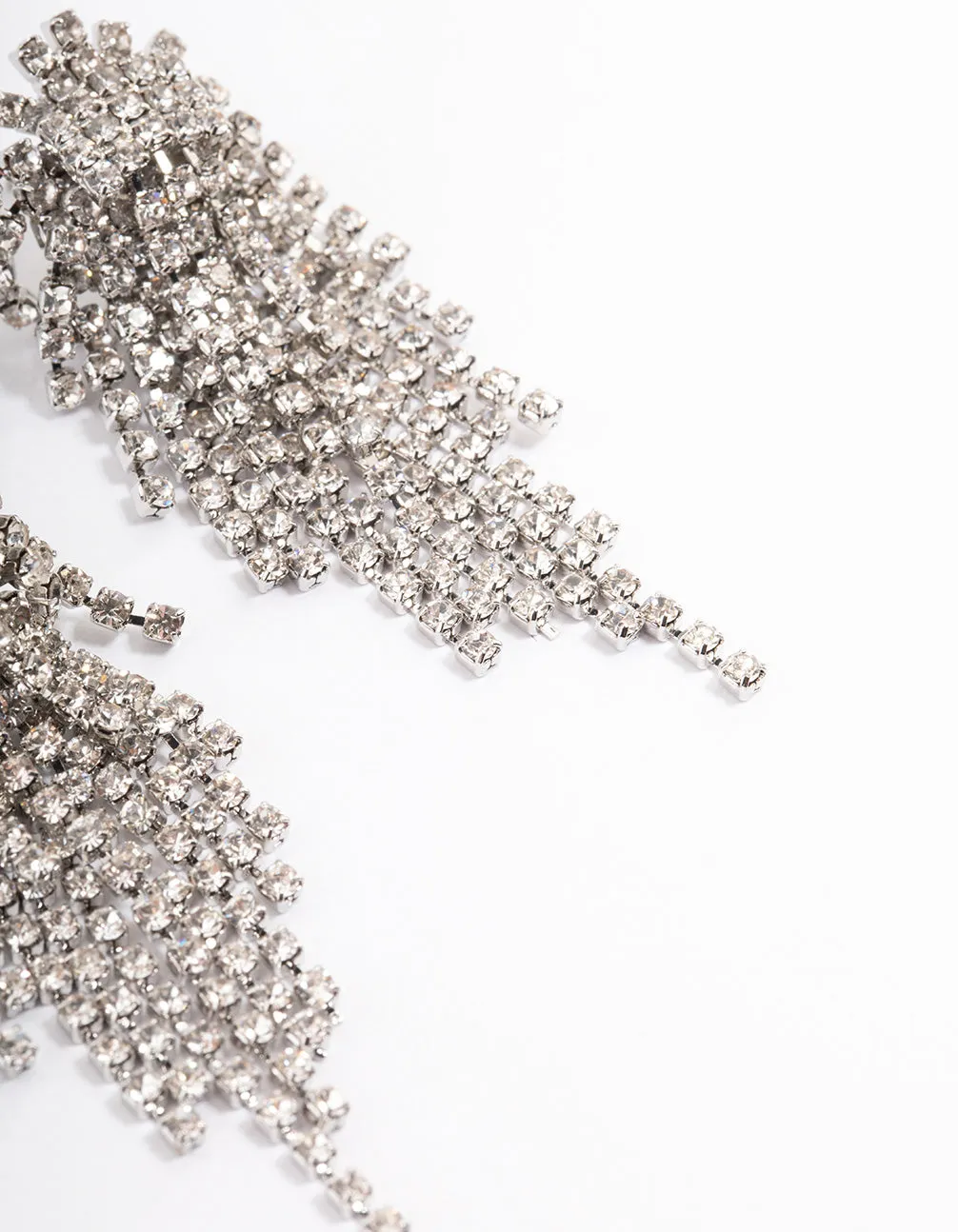 Silver Diamante Cupchain Cluster Drop Earrings
