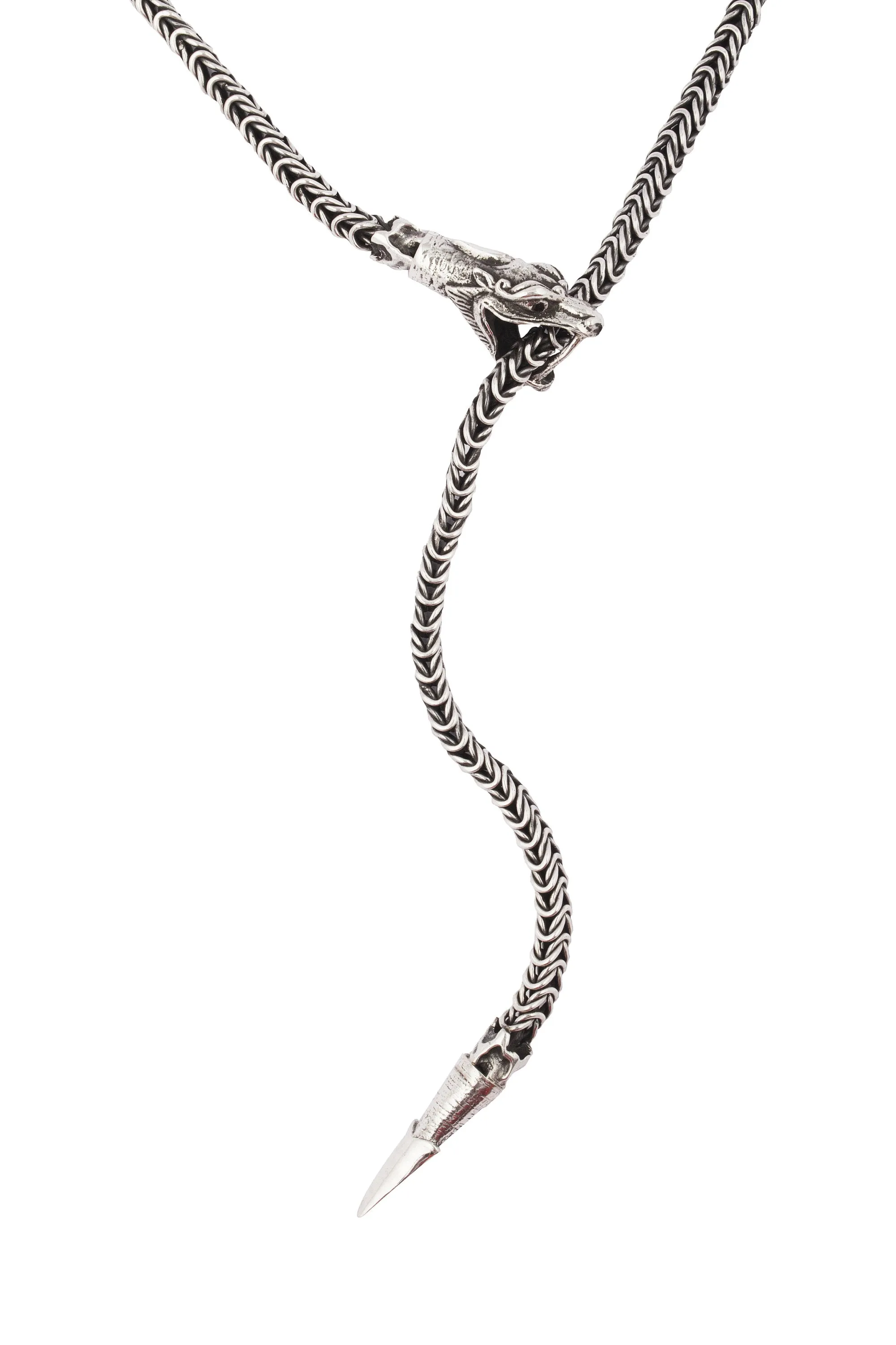 Silver Dragon Scale Long Adjustable Unisex Lariat
