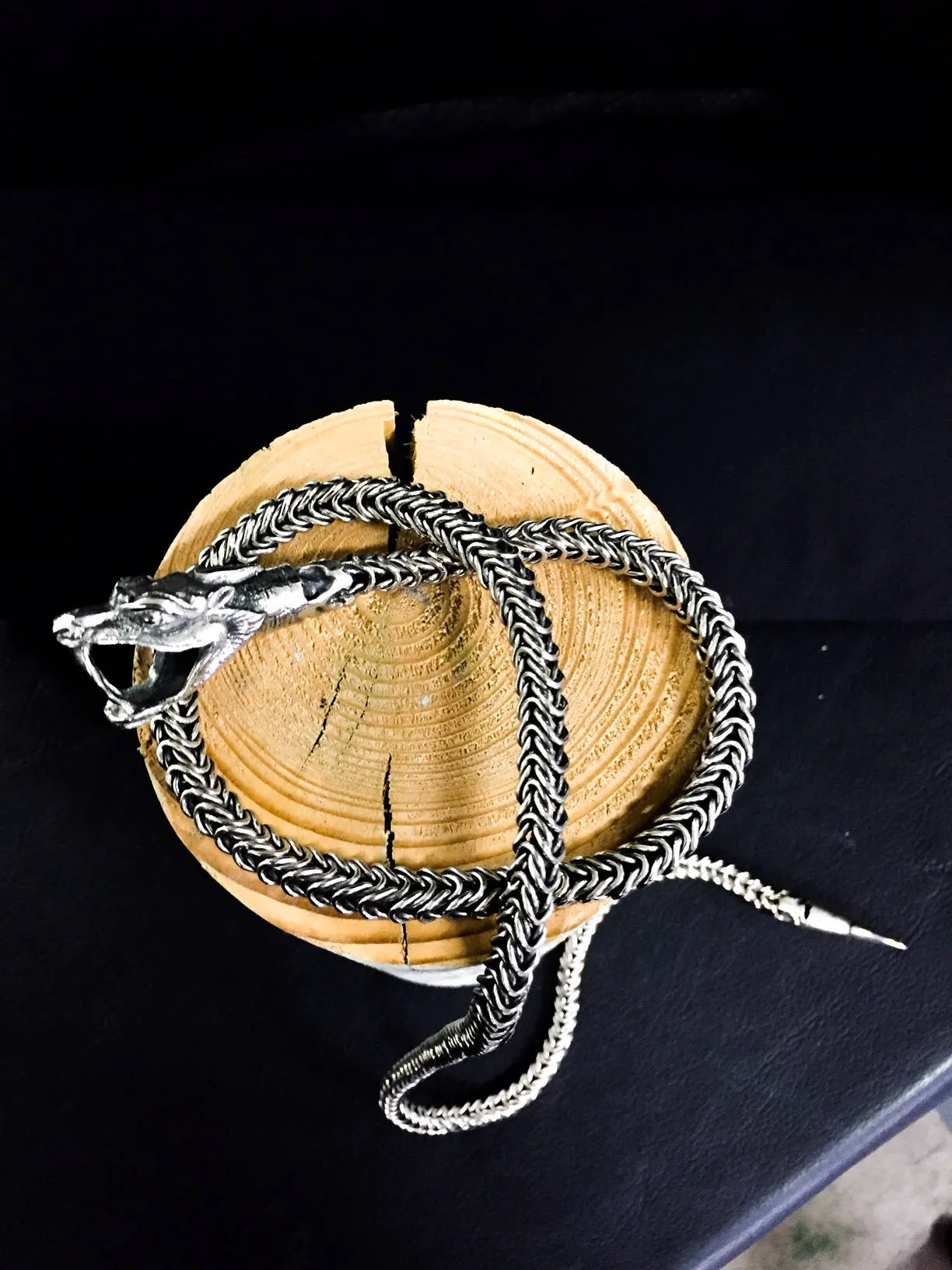 Silver Dragon Scale Long Adjustable Unisex Lariat