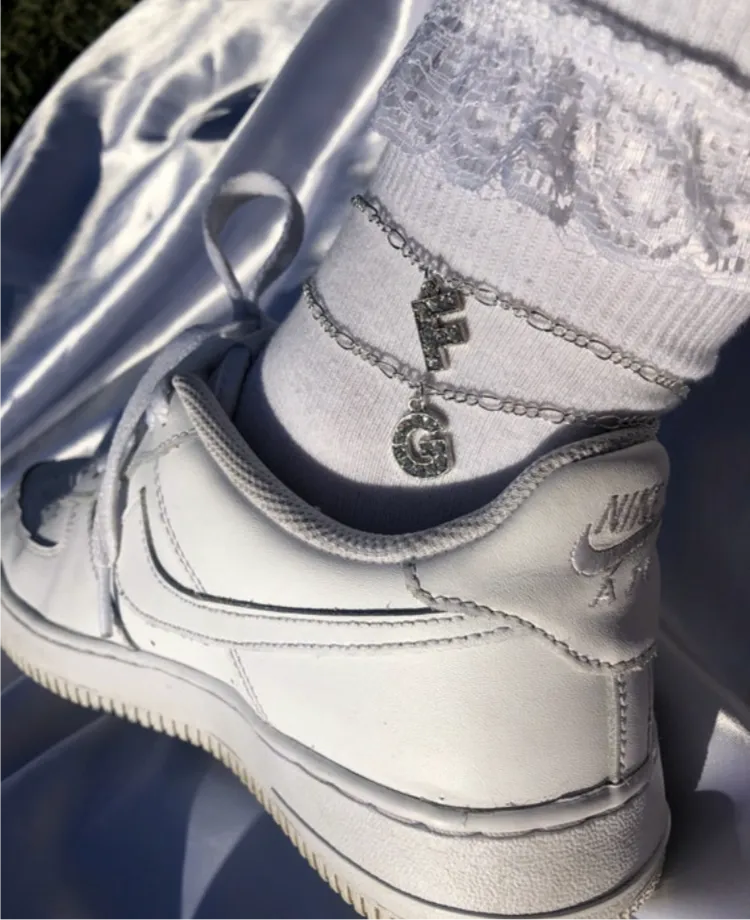 Silver letter anklet