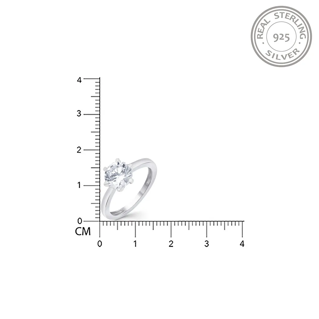 Silver Prong Zircon Ring