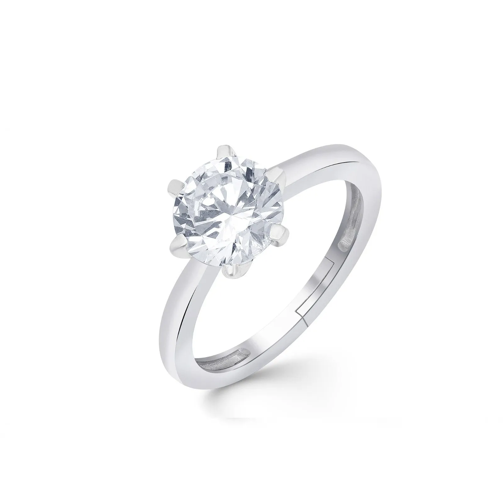 Silver Prong Zircon Ring