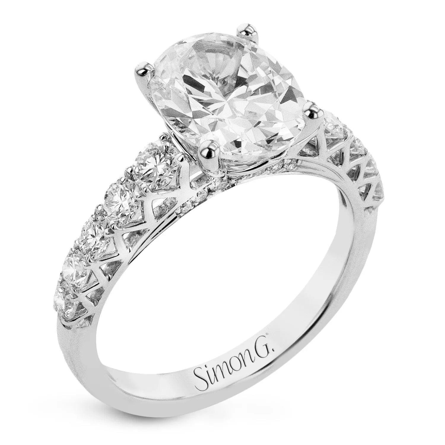 Simon G Jewelry White Gold Side Stones Diamond Engagement Ring LR3275