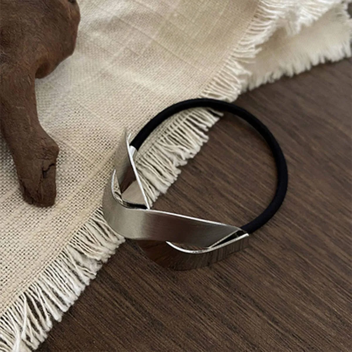 Simple Brushed Hair Scrunchie - Buckle
